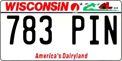 WI license plate 783PIN