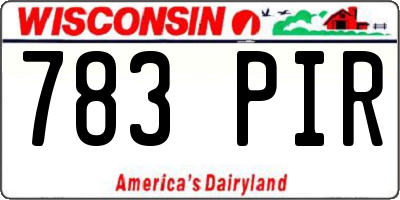 WI license plate 783PIR