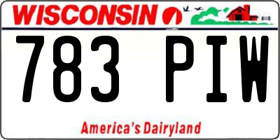 WI license plate 783PIW