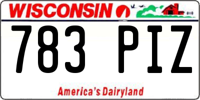 WI license plate 783PIZ