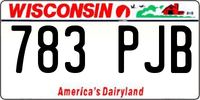 WI license plate 783PJB