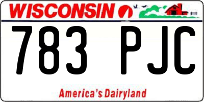 WI license plate 783PJC