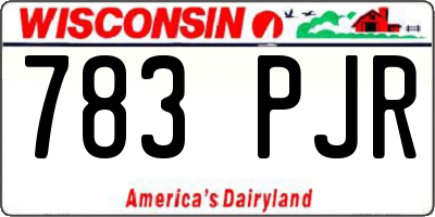 WI license plate 783PJR