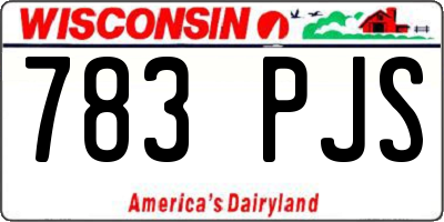 WI license plate 783PJS