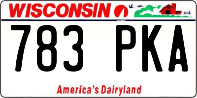 WI license plate 783PKA