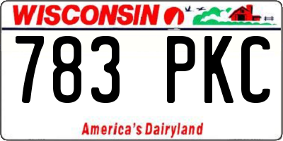 WI license plate 783PKC
