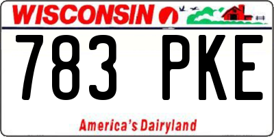 WI license plate 783PKE