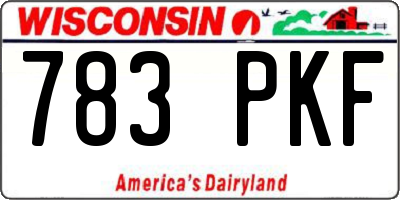 WI license plate 783PKF