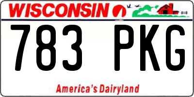 WI license plate 783PKG