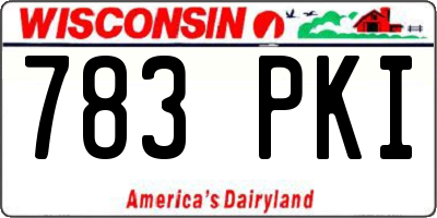 WI license plate 783PKI