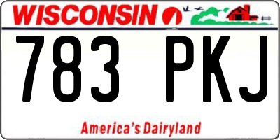 WI license plate 783PKJ