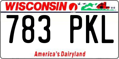 WI license plate 783PKL