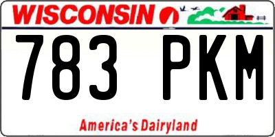 WI license plate 783PKM