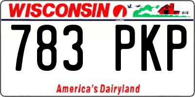 WI license plate 783PKP