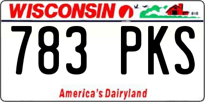 WI license plate 783PKS