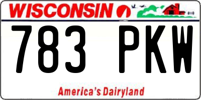 WI license plate 783PKW