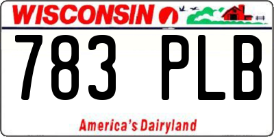 WI license plate 783PLB