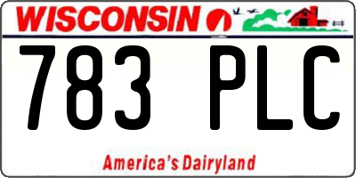 WI license plate 783PLC