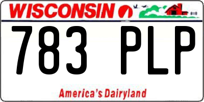 WI license plate 783PLP
