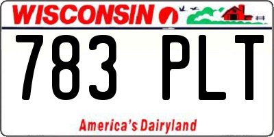 WI license plate 783PLT