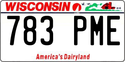 WI license plate 783PME