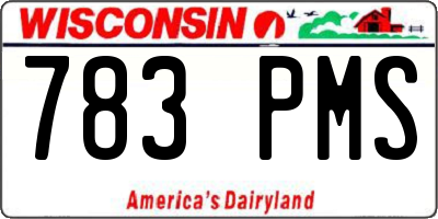 WI license plate 783PMS