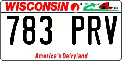 WI license plate 783PRV