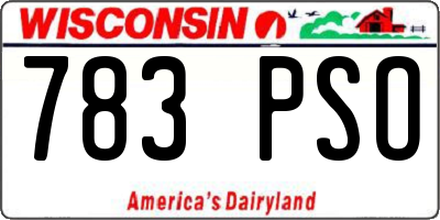 WI license plate 783PSO