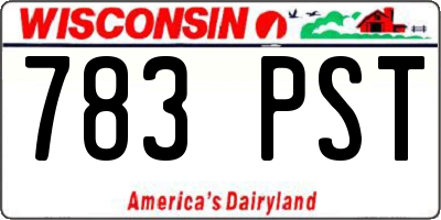 WI license plate 783PST