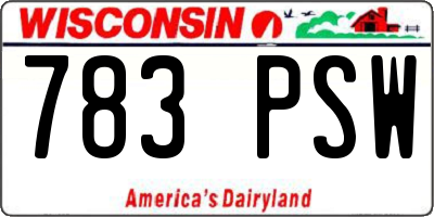 WI license plate 783PSW