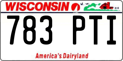 WI license plate 783PTI