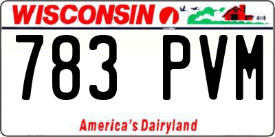 WI license plate 783PVM
