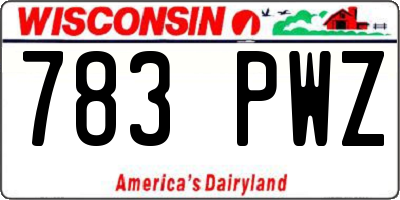 WI license plate 783PWZ