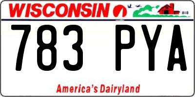 WI license plate 783PYA