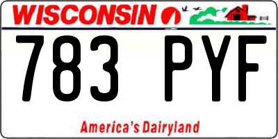 WI license plate 783PYF