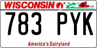 WI license plate 783PYK
