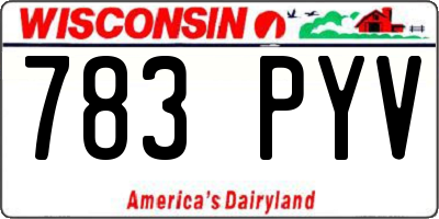 WI license plate 783PYV