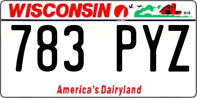 WI license plate 783PYZ