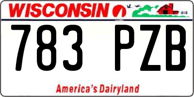 WI license plate 783PZB