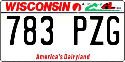 WI license plate 783PZG