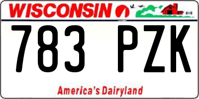 WI license plate 783PZK