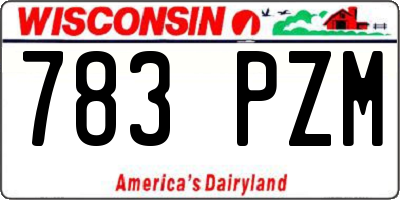 WI license plate 783PZM