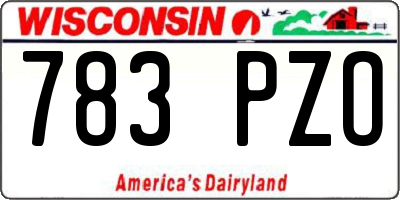 WI license plate 783PZO