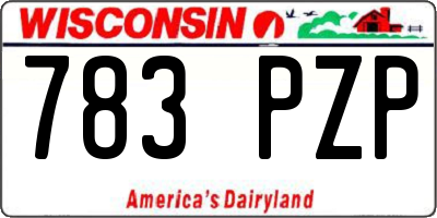 WI license plate 783PZP