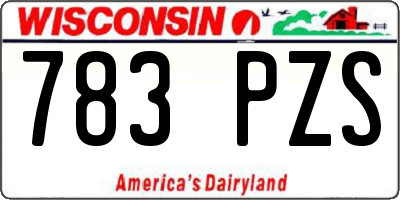 WI license plate 783PZS