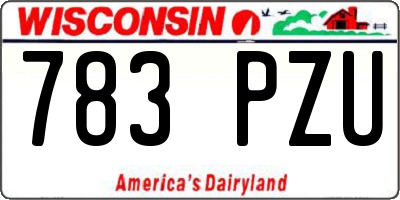 WI license plate 783PZU