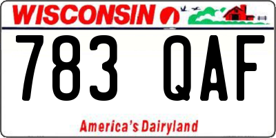 WI license plate 783QAF