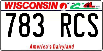 WI license plate 783RCS