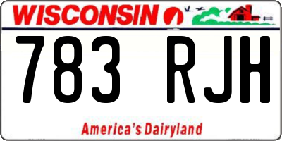 WI license plate 783RJH
