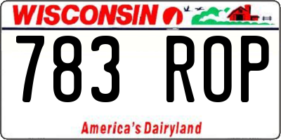 WI license plate 783ROP
